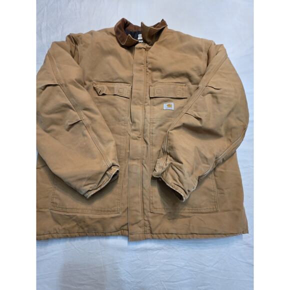 Vintage Mens Carhartt C03 Tan Arctic Quilt Lined Canvas Chore Jacket Sz 2XL 54 - Picture 1 of 8